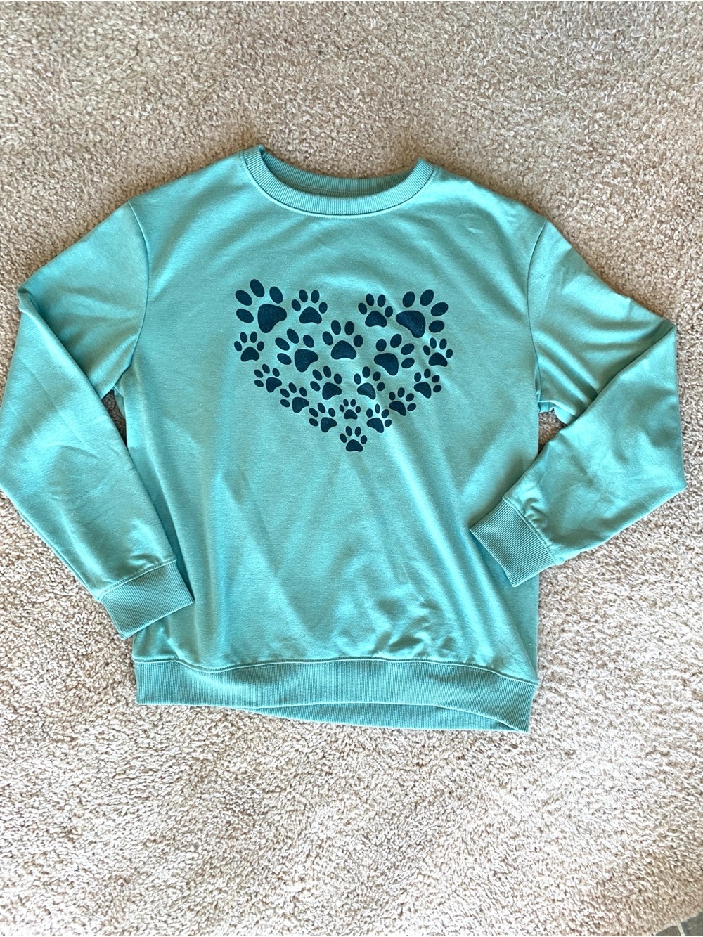 Basically New Green Paw Print Heart Sweatshirt
